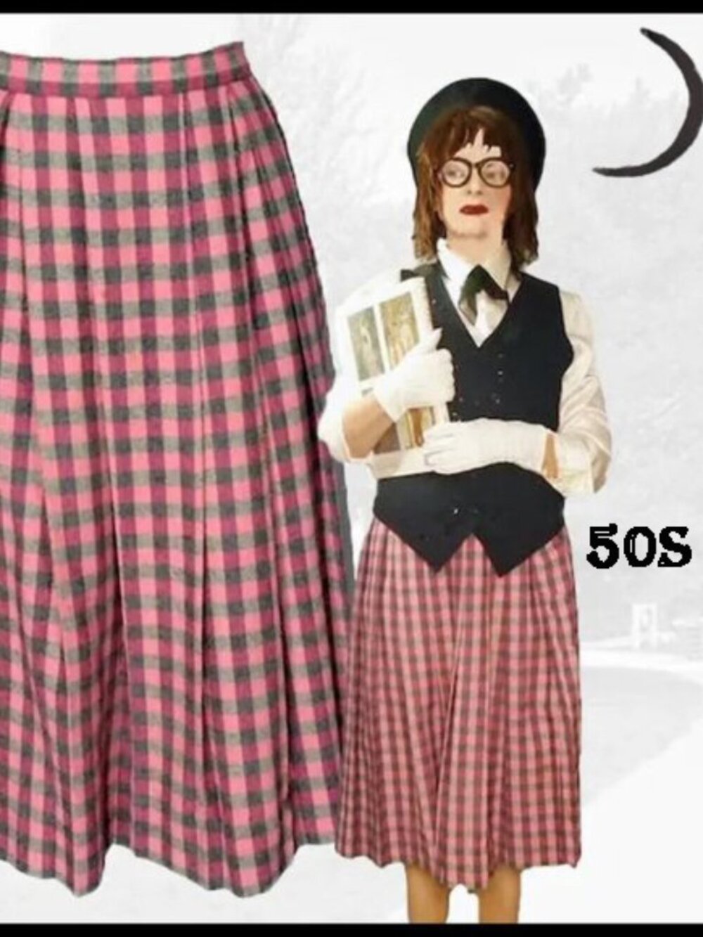 Pleated Skirt Plaid Preppy Girl Plaid Old Money Core Academia - 50s VINTAGE